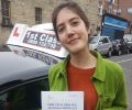 Gabriella with Driving test pass certificate